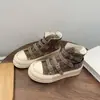 Zapatos de Lona con Velcro Estilo Hong Kong Vintage Nuevo Otoño 2024 Zapatos de Plataforma de Lona Zapatos de Lona Altos Diseño de Nicho para Mujer