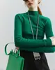 Camiseta de punto de cuello medio para debajo de la ropa, a la moda, a la moda, a la moda, a la moda, para mujer, primavera y otoño, suéter de alta calidad, prenda interior, top ajustado adelgazante