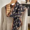 Bufanda Larga de Imitación Seda y Lana de Doble Cara y Doble Capa con Borde Biselado para Mujer, Primavera, Otoño e Invierno, con Correa Ancha, Bufanda Versátil