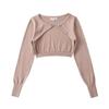 Estilo Europeo y Americano Otoño Nueva Blusa de Punto para Mujer Color Puro Ajuste Slim Ombliguera Moda Cuello Redondo Recorte Manga Larga Mujer