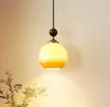 Luminária Pendente Pequena de Vidro e Madeira de Nogueira Usada para Vento B&B Mesinha de Cabeceira Balcão de Bar Pendente Pequeno Retro de Cabeça Única
