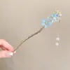 Grampo de cabelo de flor de magnólia, grampo de cabelo de estilo antigo, acessório de cabelo Hanfu, acessório de cabelo de cheongsam para mulheres, grampo de metal com pérola e franja, grampo de cabelo de jade