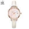 SK Shengke K0153 Novo Relógio de Pulso Feminino com Movimento a Quartzo, Pulseira de Couro, Estilo Simples de Negócios Casual, Estilo Mori, Vento Inglês