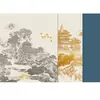 Nuevo estilo chino paisaje atmosférico ático estudio pared de fondo tela papel tapiz sala de estar dormitorio tela de pared clásica mural no tejido