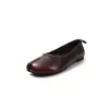 Zapatos únicos de cuero dividido de vaca con efecto envejecido, puntera dividida, otoño 2026, planos, cuero genuino, puntera redonda, corte bajo, zapatos personalizados de pezuña de cerdo para mujer