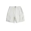 Lucky Horn Pintura Retro Salpicada Blanco Casual Bolsillo Grande Pantalones Cortos de Trabajo para Hombre Corte Holgado Largo hasta la Rodilla K1049