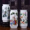 Decoración de jarrón de cerámica de Jingdezhen para sala de estar, arreglo floral, boca ancha de gran diámetro, jarrón chino para el hogar, decoración para arreglo floral, venta al por mayor