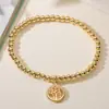 Pulseira Pingente Árvore da Vida Banhada a Ouro 18K com Zircônia Aogu Cross-Border Moda Popularizado Personalizado Joia de Mão Simples e Versátil