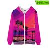 Sudadera con cremallera de árbol de palma en primavera y otoño, holgada, casual, versátil, chaqueta cárdigan, estilo casual estampado