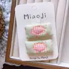 Nuevo clip para el pelo de niños con lazo de caramelo a cuadros naranjas y estrella, goma para el pelo, pasador para niñas, scrunchie naranja-verde