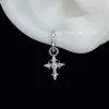 Brincos de Pingente Cruz Barroca com Diamantes Completos Design de Nicho Brincos de Flor de Íris Exquisitos Versáteis Únicos