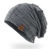 9875 Chapéu de Lã Tricotado Colorido Misto com Forro de Fleece Outono e Inverno Versátil Quente e Fashion Chapéu Pulôver Chapéu de Inverno Feminino Europeu e Americano