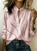 Comercio electrónico transfronterizo de Amazon: nueva camisa casual estampada para mujer con mangas largas a rayas