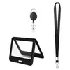 Porta credencial retráctil más vendido de Amazon con cubierta protectora para tarjeta de credencial vertical transparente doble y cordón de colores al por mayor