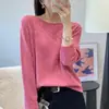 Suéter Básico de Malla con Lentejuelas, Cuello Redondo Hueco para Mujer 2026 Otoño/Invierno Nuevo Estilo Holgado Perezoso de Manga Larga