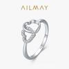 Anillo de plata de ley s925 con doble forma de corazón para mujer, estilo japonés y coreano, sencillo, con microdiamantes en forma de corazón para niña, pulsera ligera de lujo con forma de corazón de amor.