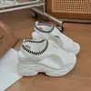 Sandálias Respiráveis de Solado Grosso para Mulheres 2026 Verão Novas Sapatos Plataforma Esportivos Boca de Peixe para Mulheres Aumentadores de Altura Casuais Tamanho Grande Sandálias