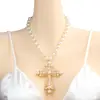 Collar Punk Exagerado Personalizado Transfronterizo Europeo y Americano Femenino Nicho Cruz Perla Nuevo Colgante Collar Femenino