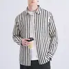 Camisa de Manga Larga a Rayas Versátil Casual de Gama Alta Ligera de Negocios para Hombre Primavera y Otoño Camisa Casual de Moda