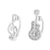 Clip de oreja de circonita para notas huecas de violín, elegante artístico, elegante, coreano y japonés, clip para el lóbulo de la oreja de guitarra pequeña incrustado de diamantes, sin perforaciones