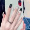 Celebridad de Internet Uñas Pequeñas con Lazo Fragante Joyería de Aleación Estéreo Blanco y Negro Perla Lazo Cinta Adhesiva Accesorios para Uñas