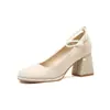 Zapatos de Mujer Jin Gang CH7002-1 Mary Jane de Tacón Grueso 2024 Nuevos Primavera y Otoño de Combinación Universal Tacones Altos Zapatos de Boca Baja para Mujer