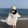2020 Nuevo Estilo Vacaciones en la Costa de Tailandia Cárdigan Ligero Elegante de Gasa Plisada de Longitud Media Holgado Delgado Ropa Protectora del Sol para Mujer