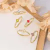 Diseño de Oro de 14K Granate Natural Vidrio de Alto Hielo Anillo Joker de Lujo Ligero Simple y Exquisito