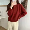 Top Corto Vintage Chic para Mujer, Estilo Coreano Cuello Redondo Otoño/Invierno 2026 Estilo Perezoso Suéter de Punto Trenzado