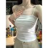Camisola Blanca Plisada de Algodón Puro para Mujer con Copas, Prenda Exterior e Interior Dulce y Sexy, Aspecto Adelgazante y Espalda Hermosa, Top sin Mangas para Verano