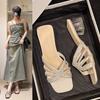 Novedad Primavera 2026 Estilo Francés Pantuflas con Pedrería para Mujer, Tacones Altos de Cristal, Sandalias de Tacón Grueso con Punta Abierta, Elegantes y Populares