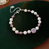 Contas Redondas de Quartzo Rosa Contas de Cristal Coloridas Pulseira de Pérola Flor Corrente de Mão Luxo Leve Sensação de Alta Qualidade Joia de Mão Versátil Retrô