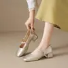 Otoño 2026 Nuevo Estilo de Hada Mary Janes para Mujer con Punta Cuadrada, Tacón Grueso, Tira Única Francesa, Boca Baja, Zapatos Planos de Suela Suave