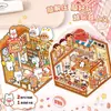Pegatinas de paisajismo de tamaño pequeño adecuadas para nuevos soportes de paisaje en miniatura, pegatinas de cabaña tridimensionales 3D, pegatinas de pila de escena linda