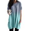 Amazon 2023 Verano para Mujer Tie-dye Color Contraste Cuello Redondo Media Longitud Casual Moda Manga Corta Vestido Media Longitud