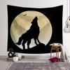 El nuevo tapiz transfronterizo colorido con impresión digital de Luna, Noche, Lobo y Estrella se puede imprimir con diseño gratuito.