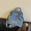 Bolsa Jeans Grande Capacidade Casual Estilosa Retrô 2026 Outono Novo Estilo Coreano Carta Simples Bolsa Transversal Feminina
