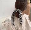 Houndstooth Bow Head Rope Ribbon Silk Scarf Hair Belt Gravata de cabelo feminina Anel de cabelo de verão 2021 Novo estilo de rabo de cavalo Headwear