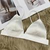 Lencería Sexy de Verano Delgada Pura Deseo Tirantes Finos de Espagueti Copas Triangulares Lencería Francesa Bralette Sujetador sin Aros
