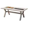 Mesa y Sillas de Exterior Eléctrica de Carbono Doble Propósito de Aluminio Fundido Mesa de Barbacoa Doméstica BBQ Mesa de Comedor Larga Impermeable para Patio Exterior al Aire Libre