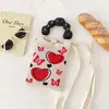 Bolso de Teléfono Móvil a Cuadros para Mujer Bolso Cruzado de Hombro Pequeño Lindo Ligero Bolso Tejido Bolso de Punto