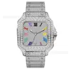 Relojes de Moissanita de Color para Hombre de Comercio Exterior en Stock, Decoración de Moissanita Europea y Americana, Relojes Mecánicos de Moda con Calendario Hip-Hop al por Mayor