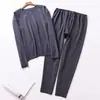 Traje de ropa interior térmica para hombre talla grande, terciopelo de doble cara, ropa de invierno y otoño para hombre gordo, pantalones largos