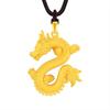 Colgante de dragón dorado de Vietnam, colgante de dragón dorado del zodíaco, latón chapado en oro artificial, collar dominante para hombres
