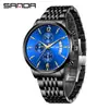 Relógio Masculino Sanda Cross-Border de Alto Valor Luminoso Casual Pulseira de Aço Relógio de Quartzo Calendário Pequenos Três Ponteiros Versátil À Prova d'Água