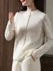 Cardigan de Lã Tricotado de Manga Longa Novo Estilo Outono/Inverno 2026 para Mulheres, Elegante, Versátil, Blusa de Caimento Solto com Botões Macios de Botão Único