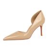 9265-A Estilo Europeo y Americano Moda Simple Sexy Tacones Altos Zapatos de Salón de Charol Brillante Laterales Calidad de Aire Versátiles para Mujer