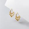 Pendientes de plata 925 con borla y hebilla para mujer, estilo retro, elegantes, con cuentas de plata, con cuentas redondas, joyería para las orejas M01226