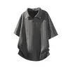 Camisa Polo de Verano Unisex Estilo Retro Americano con Cuello Campana, Corte Holgado, Transpirable, Moderna, Versátil, con Remaches y Patrón de Espiga