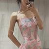 Nuevo Modelo 2026 Traje de Baño Rosa Estampado para Manantial Termal para Mujeres, Traje de Baño de Una Pieza de Alta Gama para Carreras para Piscinas